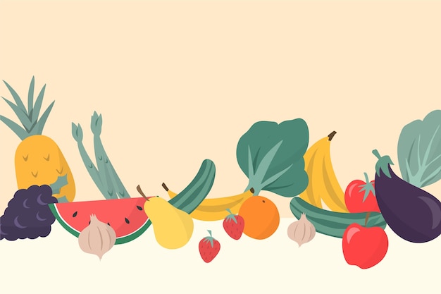 Gratis vector groenten en fruit achtergrond