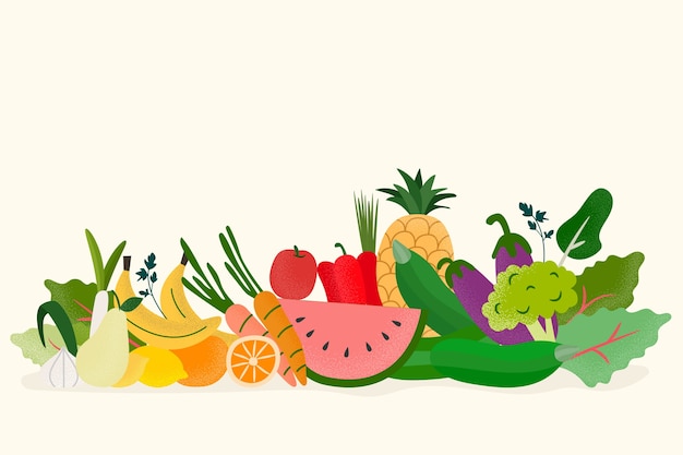 Gratis vector groenten en fruit achtergrond