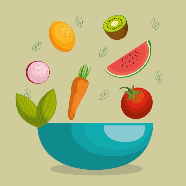 Gratis vector groenten en fruit gezond voedsel