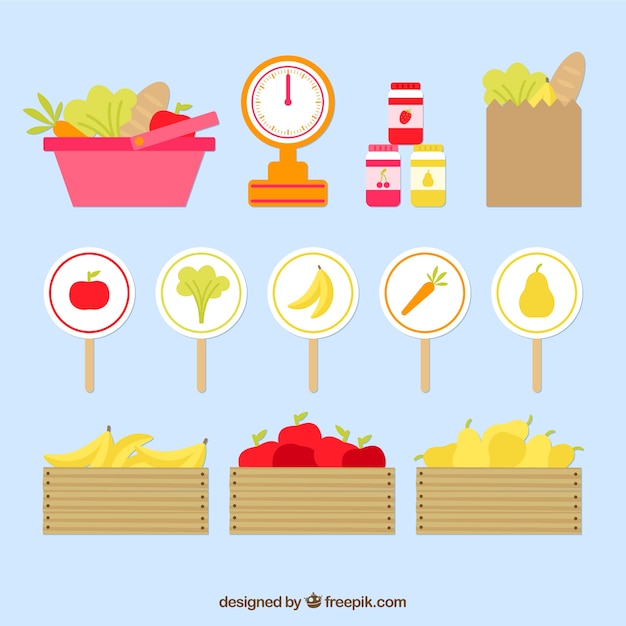 Gratis vector groenten en fruit markt