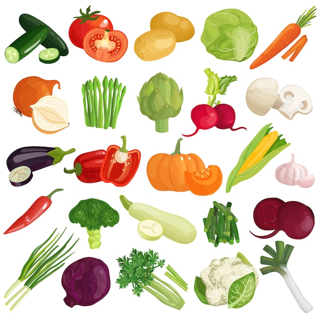 Gratis vector groenten icons set