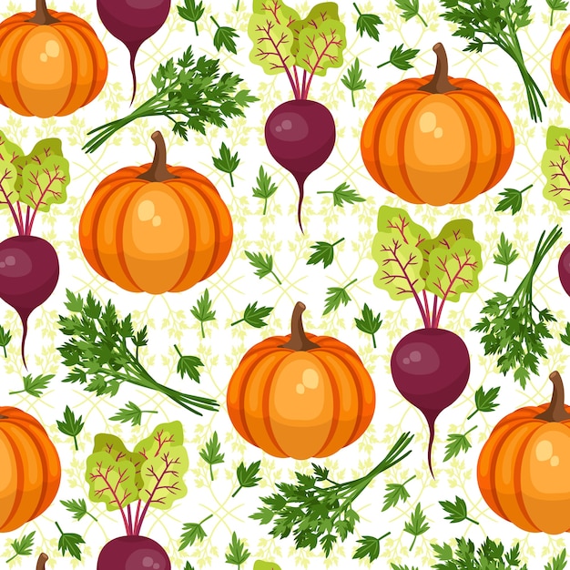 Groenten naadloze patroon. Biet en pompoen. Illustratie, vector. Mooie achtergrond voor Thanksgiving
