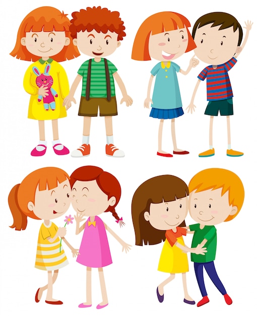 Gratis vector groep kinderen op witte achtergrond