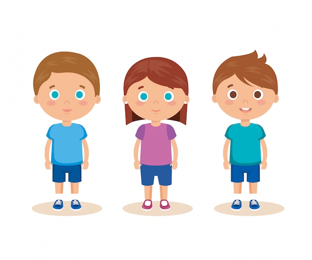 Gratis vector groep kleine kinderen karakters