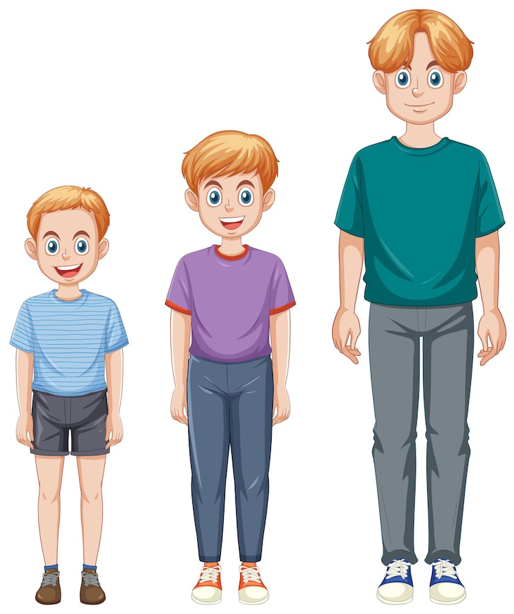 Gratis Vector groep meisjes met verschillende leeftijden en lengtes