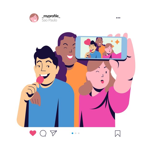 Groep mensen die samen selfie maken