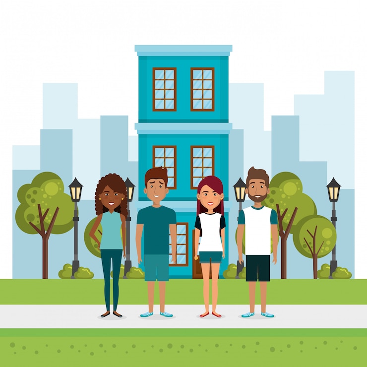 Gratis Vector groep mensen in het park