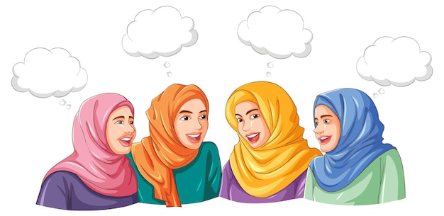 Gratis vector groep moslimvrouwen praten met lege tekstballon