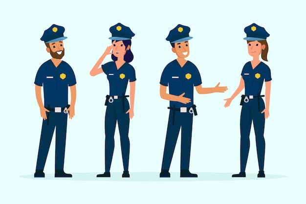 Gratis vector groep van verschillende politiemensen