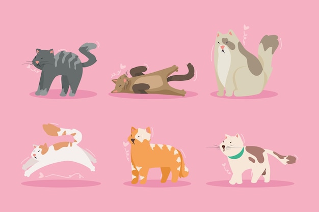 Gratis vector groep van zes katten