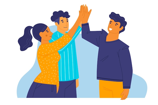 Gratis vector groep vrienden geven high five