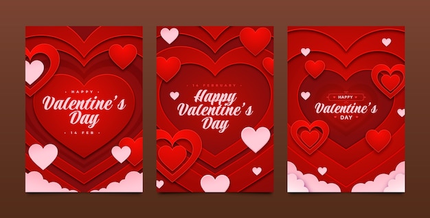 Groetekaartjes in papieren stijl voor valentijnsdag