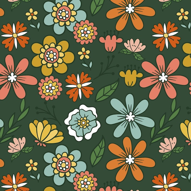 Gratis vector groovy bloemenpatroon