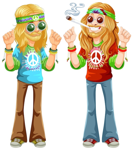 Gratis vector groovy hippie friends vector illustratie