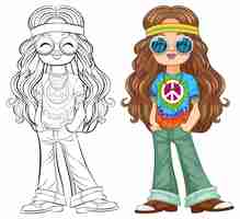 Gratis vector groovy hippie girl vector illustratie