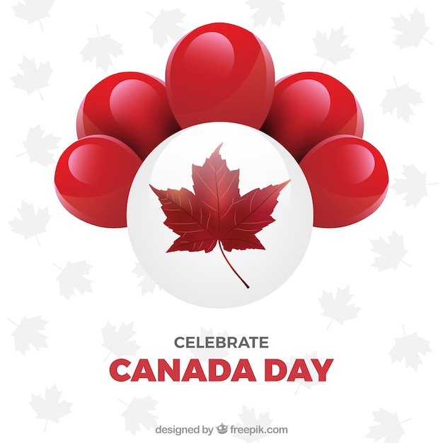 Gratis vector grote achtergrond met rode ballonnen voor canada dag