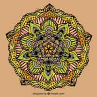 Gratis vector grote achtergrond van handgetekende mandala met groene details