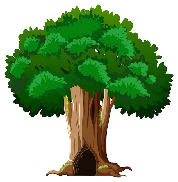 Gratis vector grote boom geïsoleerde cartoon