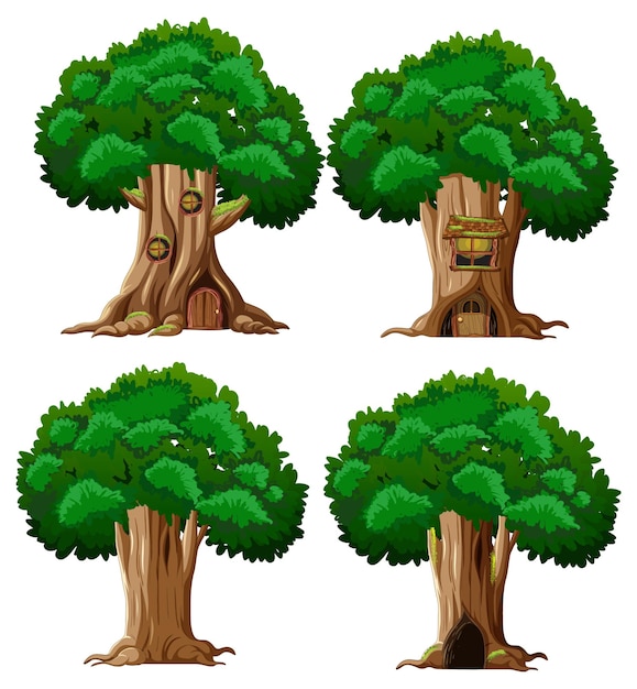 Gratis vector grote boom geïsoleerde cartoon