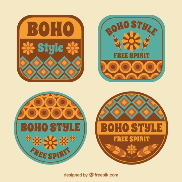 Gratis vector grote flat badges in boho stijl