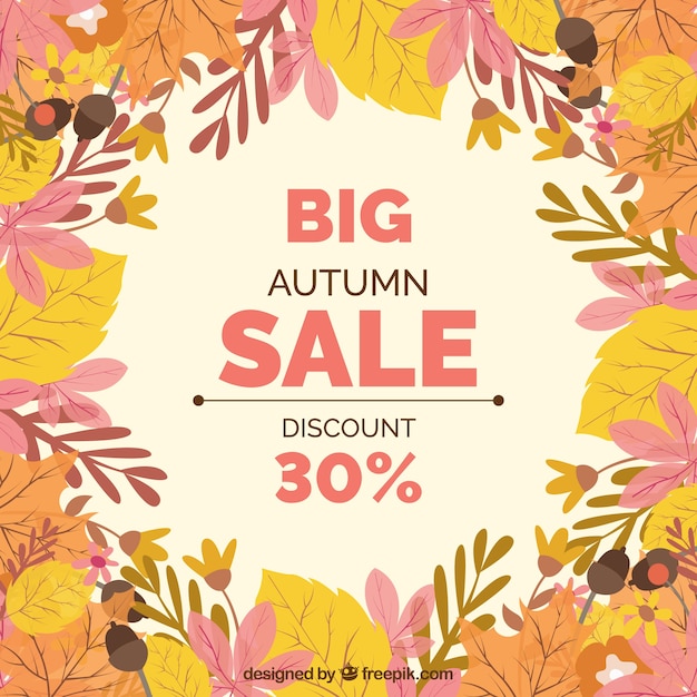 Gratis vector grote herfst verkoop achtergrond