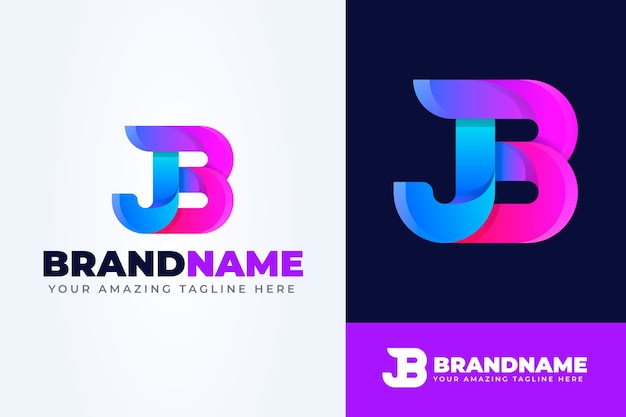 Gratis vector grote letter jb gradiënt logo sjabloon