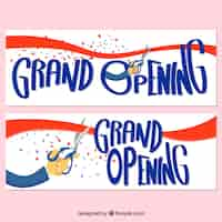 Gratis vector grote opening banners met leuke stijl