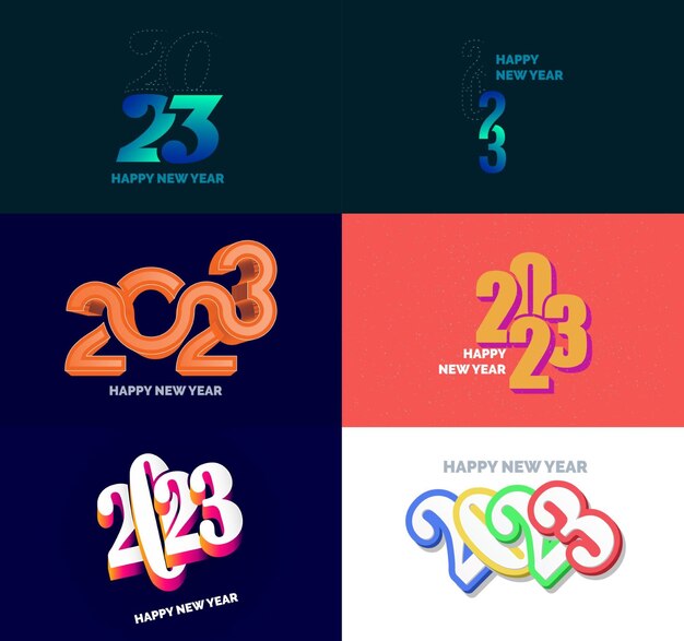 Grote set van 2023 Happy New Year logo tekst ontwerp 2023 nummer ontwerpsjabloon Vector Nieuwjaar Illustratie