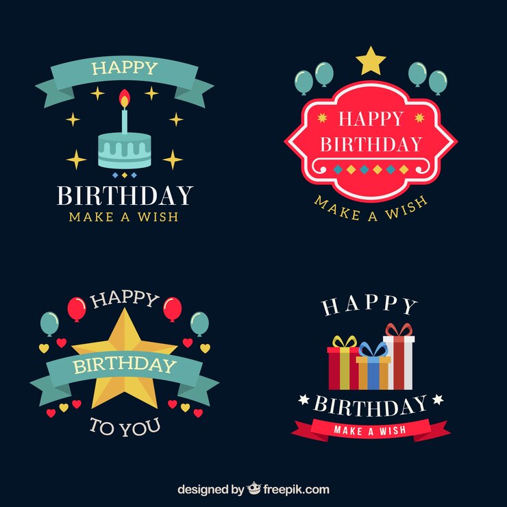 Gratis Vector grote verjaardag badges in plat design