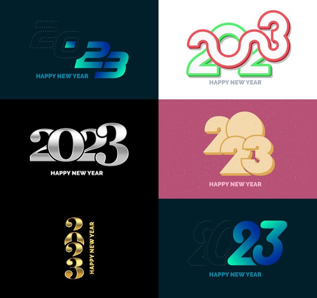 Grote verzameling 2023 Happy New Year-symbolen Cover van zakelijke agenda voor 2023 met wensen