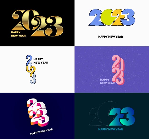 Grote verzameling 2023 Happy New Year-symbolen Cover van zakelijke agenda voor 2023 met wensen