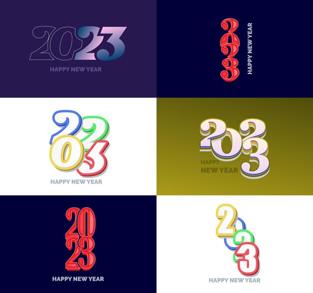 Grote verzameling 2023 Happy New Year-symbolen Cover van zakelijke agenda voor 2023 met wensen