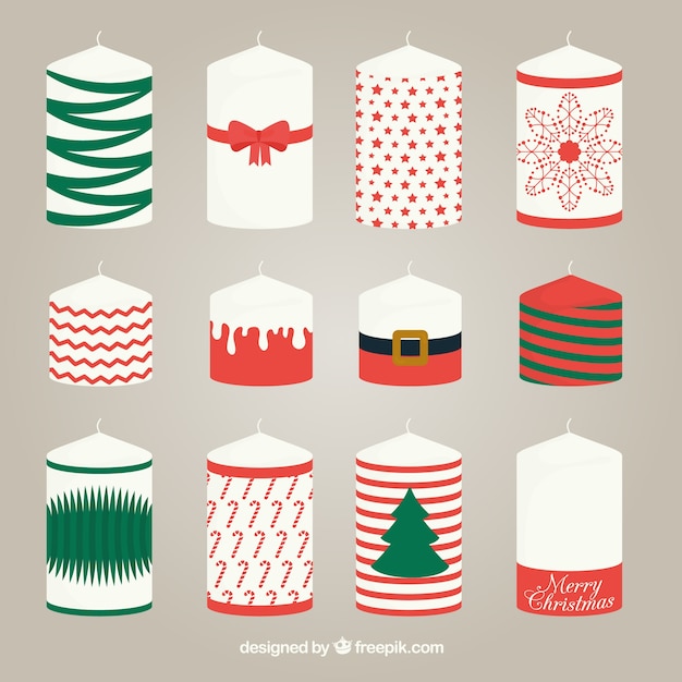 Gratis vector grote verzameling kerstkaarsen