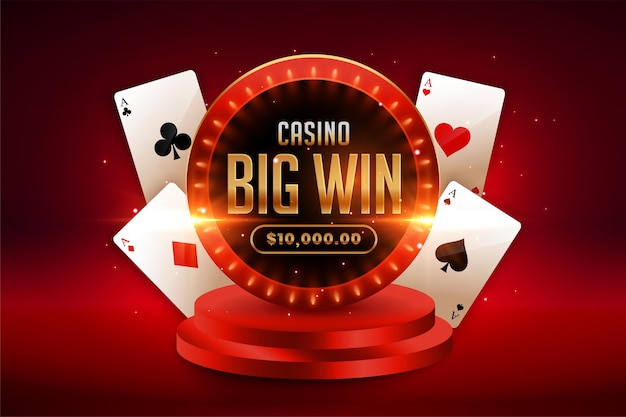 Gratis vector grote win casino achtergrond met speelkaarten