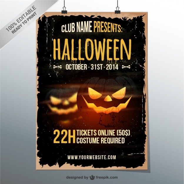 Gratis vector grunge halloween party flyer