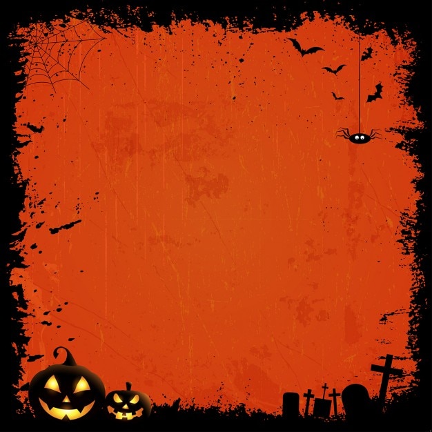 Grunge stijl Halloween achtergrond met pompoenen