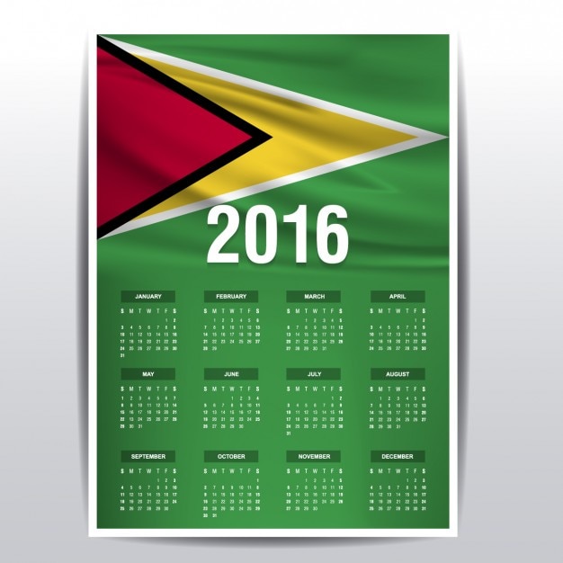 Gratis vector guyana kalender van 2016