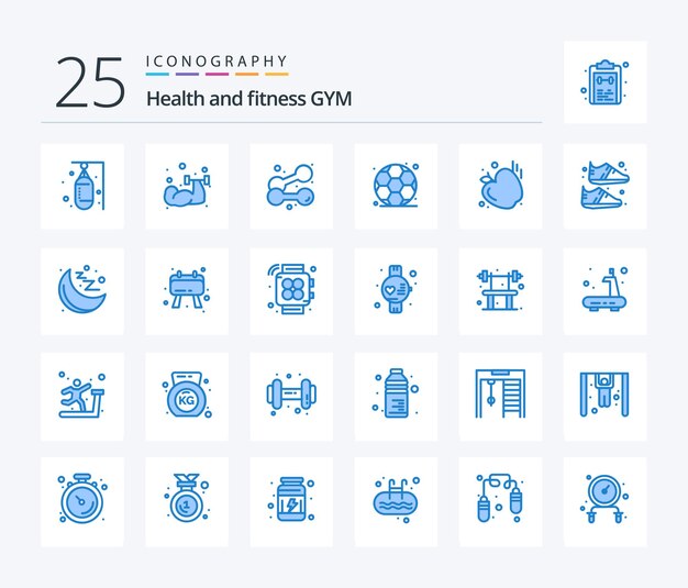 Gym 25 Blue Color icon pack inclusief schoenkleding gewichtheffen apple gym