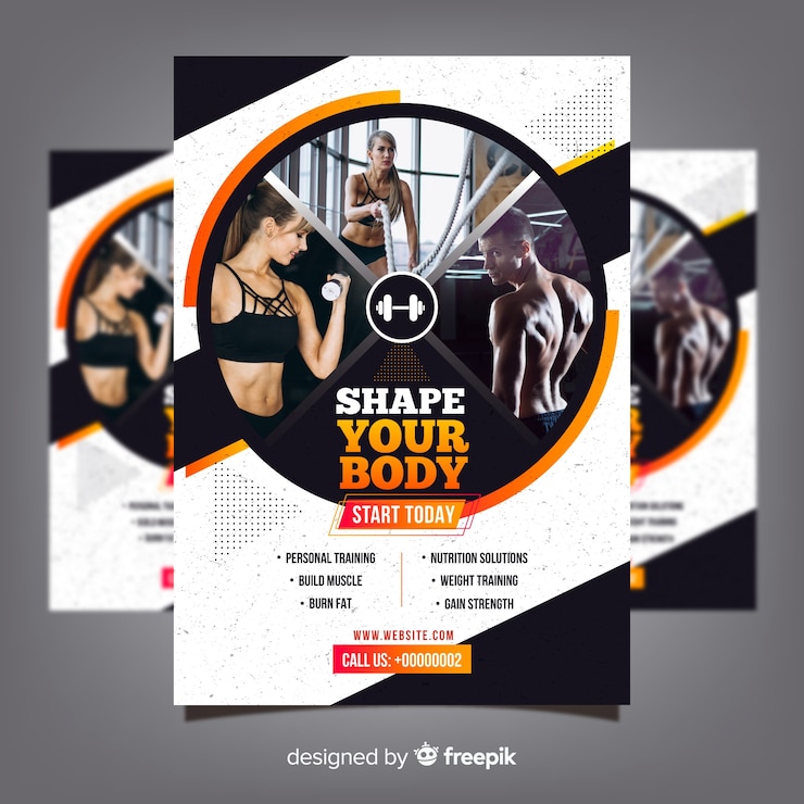 Gratis Vector gym club flyer sjabloon met foto