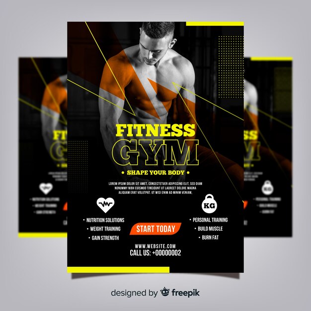 Gym club flyer sjabloon met foto