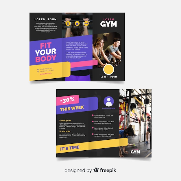 Gratis vector gym driebladige brochure