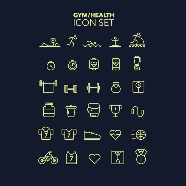 Gym icon set