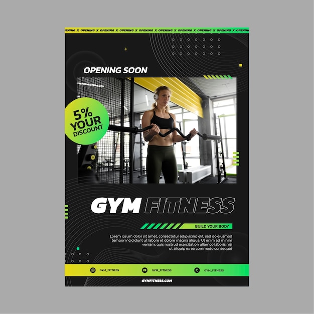 Gratis vector gym poster sjabloonontwerp