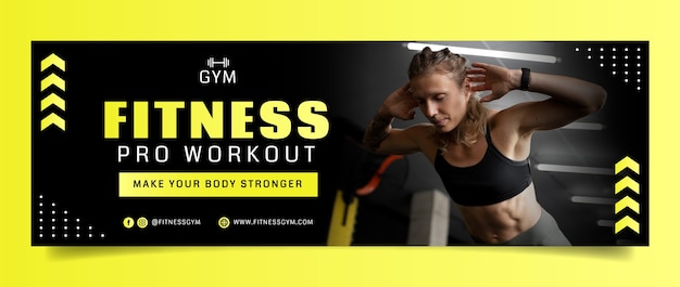 Gratis vector gym training twitter header-sjabloon