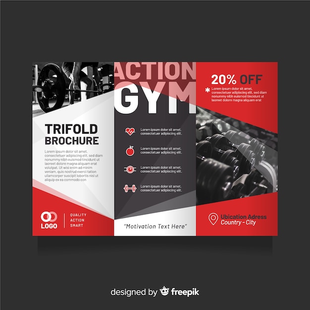 Gratis vector gym trifold flyer sjabloon