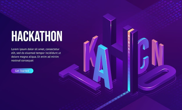 Gratis vector hackathon isometrische landing, softwareontwikkeling