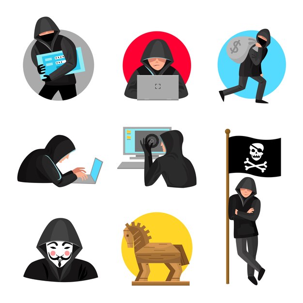 Hackers tekens symbolen pictogrammen collectie