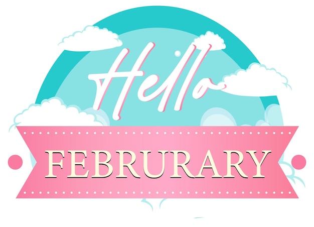Hallo februari-lettertypeontwerp op roze banner