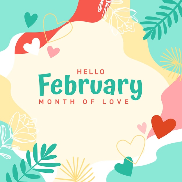 Gratis vector hallo februari sociale media achtergrond