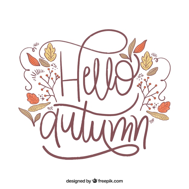 Hallo herfst achtergrond met belettering